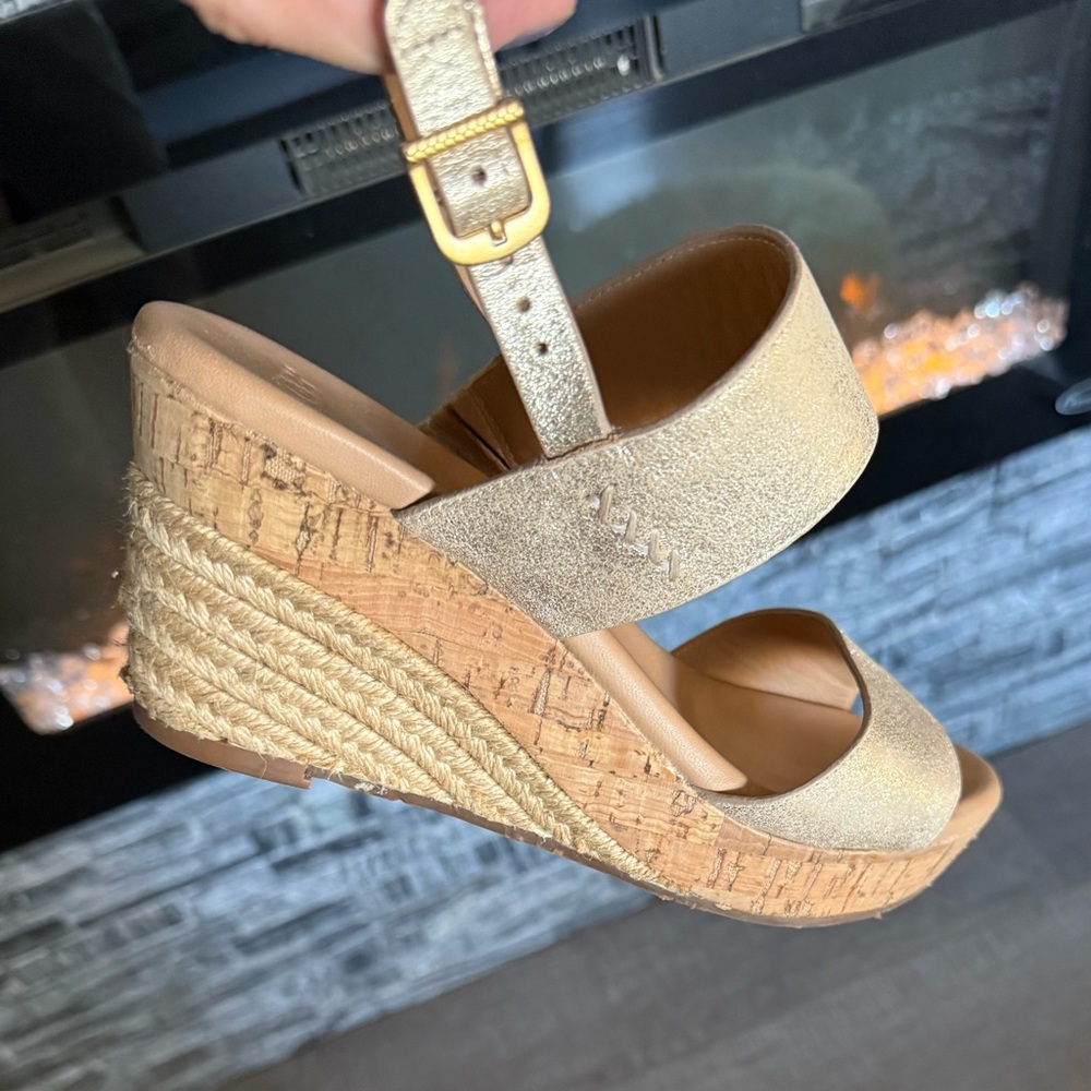 UGG Metallic Gold Wedge Sandals